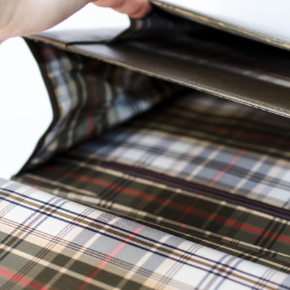 Vintage HARRODS Crossbody Briefcase Station Bag Olive Drab Camouflage Leather - Picture 6 of 9